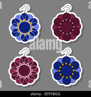 Illustration on theme modern gem emblem with bright precious jewel of different shapes, sparkles jewel consisting of colored abstract gem, magic jewel Stock Vector
