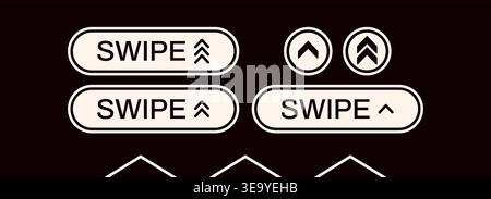 Five white swipe up buttons on black background. Stock Vector