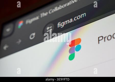 18 April 2026 - Tashkent, Uzbekistan: Close up view of Figma website on digital screen showing logo and interface elements. Stock Photo