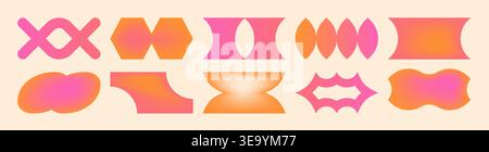 Y2k style modern gradient shapes collection. Trendy liquid color geometric art Stock Vector