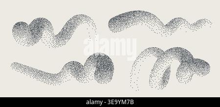 Set of dotted 3d abstract twisted liquid shapes Stock Vector