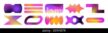 Y2k style modern gradient shapes collection Stock Vector