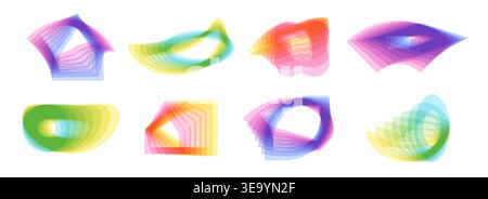 Overlapping shapes set. Trendy gradient transparent geometric elements Stock Vector