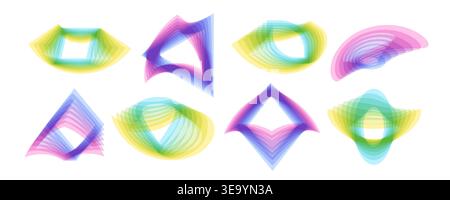 Overlapping shapes set. Trendy gradient transparent geometric elements Stock Vector