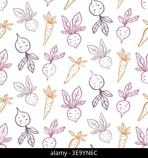 Seamless vegetable pattern vector background Stock Vector