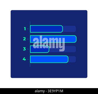 Horizontal bar chart comparison with category neon dashboard UI element Stock Vector