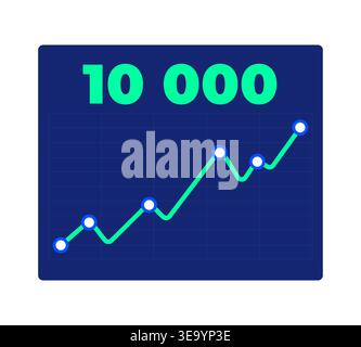 Upward trend line graph neon dashboard UI element Stock Vector