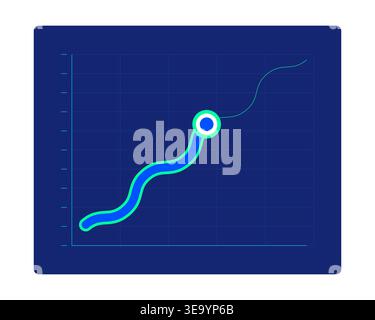 Wavy line graph with trend point neon dashboard UI element Stock Vector