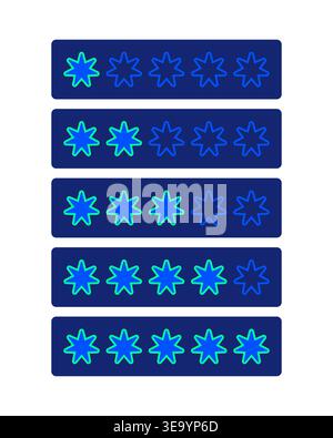 Star rating progress levels neon dashboard UI element set Stock Vector
