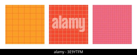 Trendy checkered background set. Straight dashed line grid Stock Vector