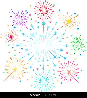 Colorful fireworks, party sparks Stock Vector