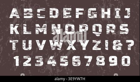 Hand drawn grunge letters and numbers Stock Vector