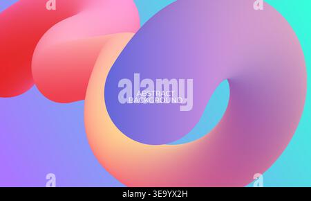 Trendy abstract background with colorful gradient fluid wave. 3d flow shape art design Stock Vector