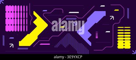 Modern Abstract Background with Futuristic Neon Shapes and Technology Concept. Creative Banner Design for Technology and Gaming Events Stock Vector