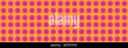 Retro 70s, 80s style Checkerboard and daisy flowers seamless groovy background Stock Vector