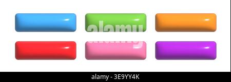List menu button set. Colorful realistic 3d design element collection. Stock Vector