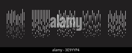 Speed lines set. Motion effect, white lines on black background Stock Vector