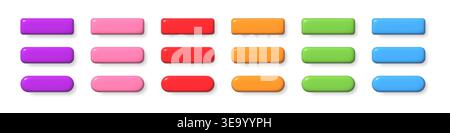 List menu button set. Colorful realistic 3d design element collection. Stock Vector