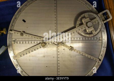 Vintage Planimeter Mechanical Area Measuring Instrument Surveying Tool Engineering Device. High quality photo Stock Photo