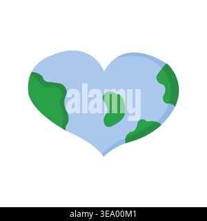 Earth heart icon for eco branding, apps, prints, packaging Stock Vector
