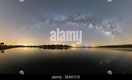 Milky Way over an Island Stock Photo