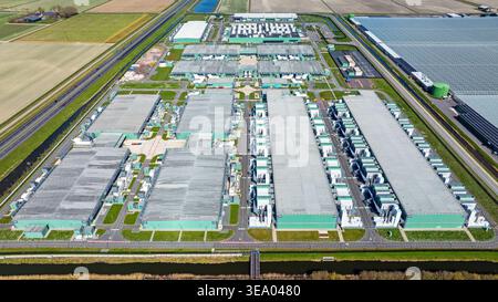 Top view of a large data center complex in a rural landscape in Europe Stock Photo