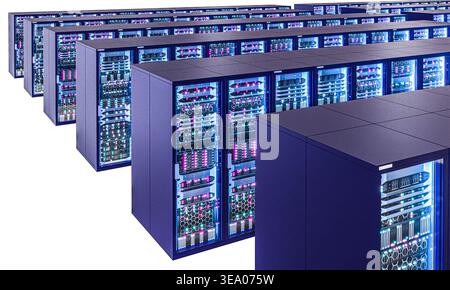3d Server racks data center infrastructure transparent background Stock Photo