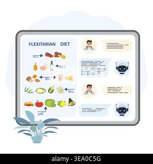 Flexitarian diet chart showing food options and dietary guidelines with illustrated icons vector Stock Vector