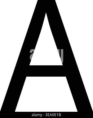 Bold black capital letter A isolated on white background, minimalist typography symbol, alphabet design, clean modern font character illustration Stock Vector