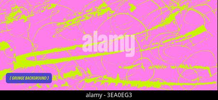 Fashion handmade background with fuchsia graffiti and lime paint on grunge design. Bold neon fashion backdrop with vibrant sport texture. Vector pink Stock Vector