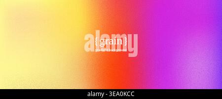Playful gradient background with grain effect. Trendy bold yellow, red and purple gradation. Warm summer energy blur backdrop or trendy presentation d Stock Vector