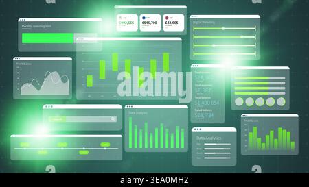 Digital business chart showing financial data and performance metrics in a modern layout Stock Photo