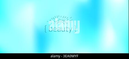 Turquoise blue gradient with boho sun blue sky and fresh air for summer. Calm turquoise background with naive doodle sign. Bright gradient vector in s Stock Vector