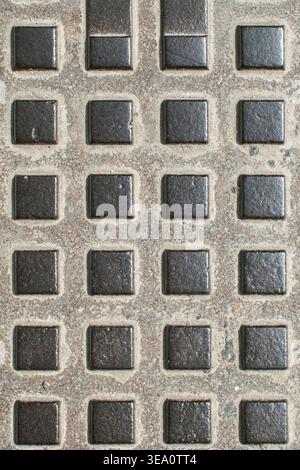 Minimal urban metal grid texture with repeating square shapes. Stock Photo
