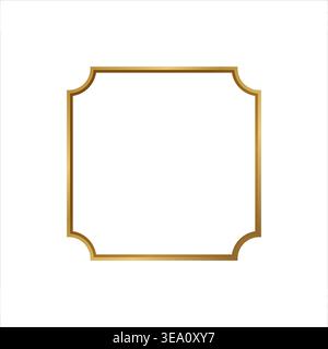 Square cornered frame minimalist digital illustration gold Stock Vector