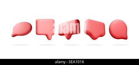 Set of red 3d speech bubbles on white Stock Vector
