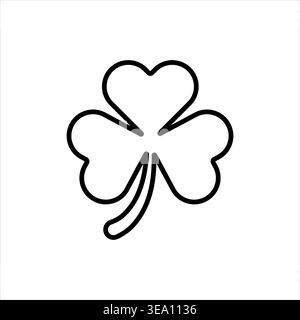 Three leaf clover icon outline black thin on white background Stock Vector