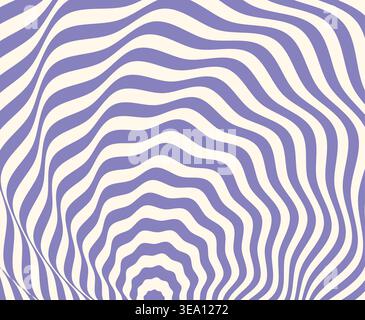 Blue and beige concentric geometric background, wavy lines optical illusion banner for summer designs, posters and flyers Stock Vector
