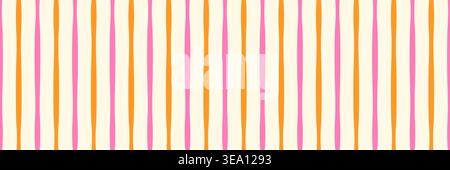 Simple retro stripes vector seamless pattern, pink, orange and warm cream color summer stripe background for clothing and textile decor Stock Vector