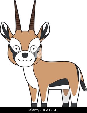 Cute cartoon vector illustration of a Thomsons Gazelle isolated on white background Stock Vector