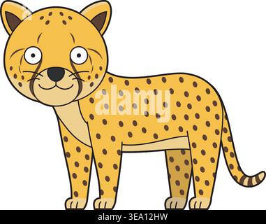 Cute cartoon vector illustration of a cheetah isolated on white background Stock Vector