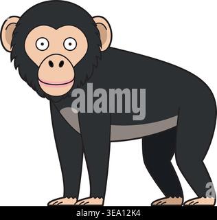 Cute cartoon vector illustration of a chimpanzee isolated on white background Stock Vector