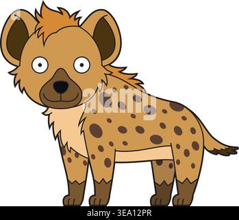 Cute cartoon vector illustration of a hyena isolated on white background Stock Vector