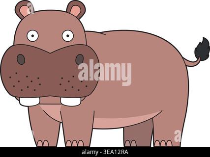 Cute cartoon vector illustration of a hippo isolated on white background Stock Vector