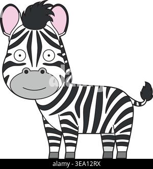 Cute cartoon vector illustration of a zebra isolated on white background Stock Vector