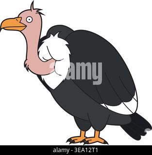 Cute cartoon vector illustration of a vulture isolated on white background Stock Vector