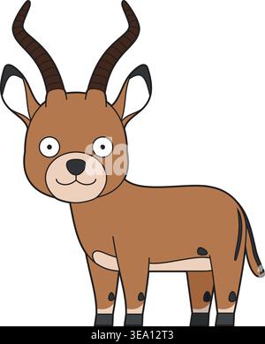 Cute cartoon vector illustration of an impala isolated on white background Stock Vector