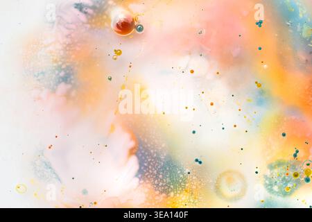 Abstract art with watercolour splashes and dots for creative background or wallpaper macro Stock Photo