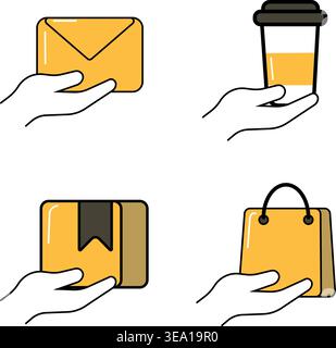 Delivery icons set. Shipping, courier and parcel service symbols Stock Vector