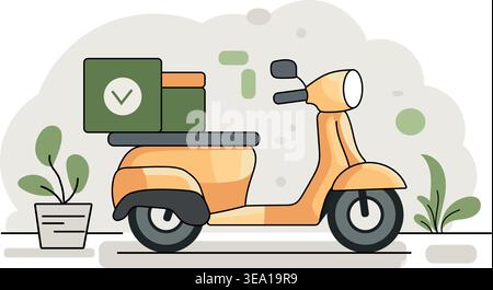 Scooter Delivery Illustration – Fast Courier Service and Food Delivery Concept Stock Vector